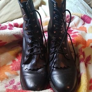 Justin black leather lace up boots